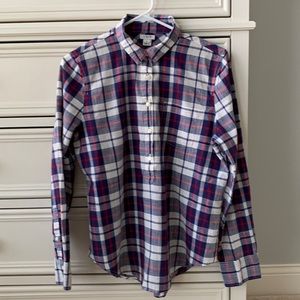 Long Sleeve relaxed-fit plaid half button J Crew shirt